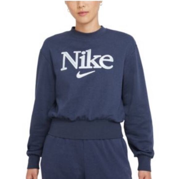 NEW Nike Sweatshirt Plus Size Pullover Retro Crushed Velvet Logo Blue Size 1X - Picture 2 of 6
